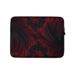 13″ Black Red Fractal Art Laptop Sleeve by Design Express