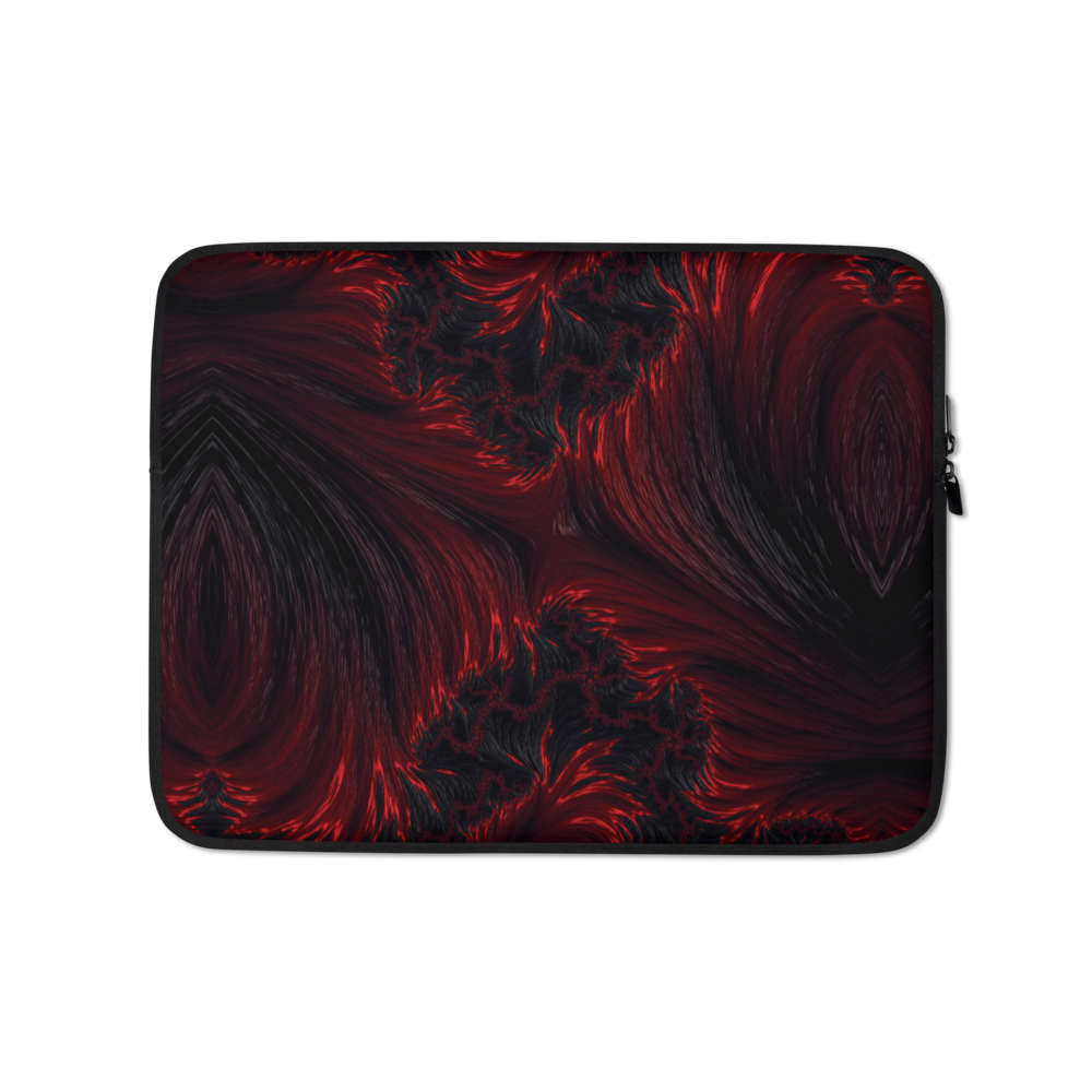 13″ Black Red Fractal Art Laptop Sleeve by Design Express