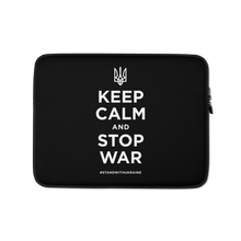 13″ Keep Calm and Stop War (Support Ukraine) White Print Laptop Sleeve by Design Express