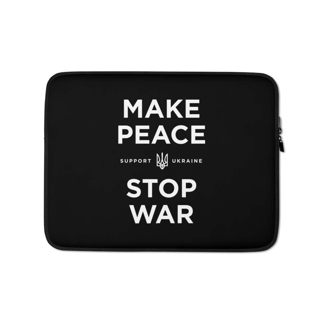 13″ Make Peace Stop War (Support Ukraine) Black Laptop Sleeve by Design Express