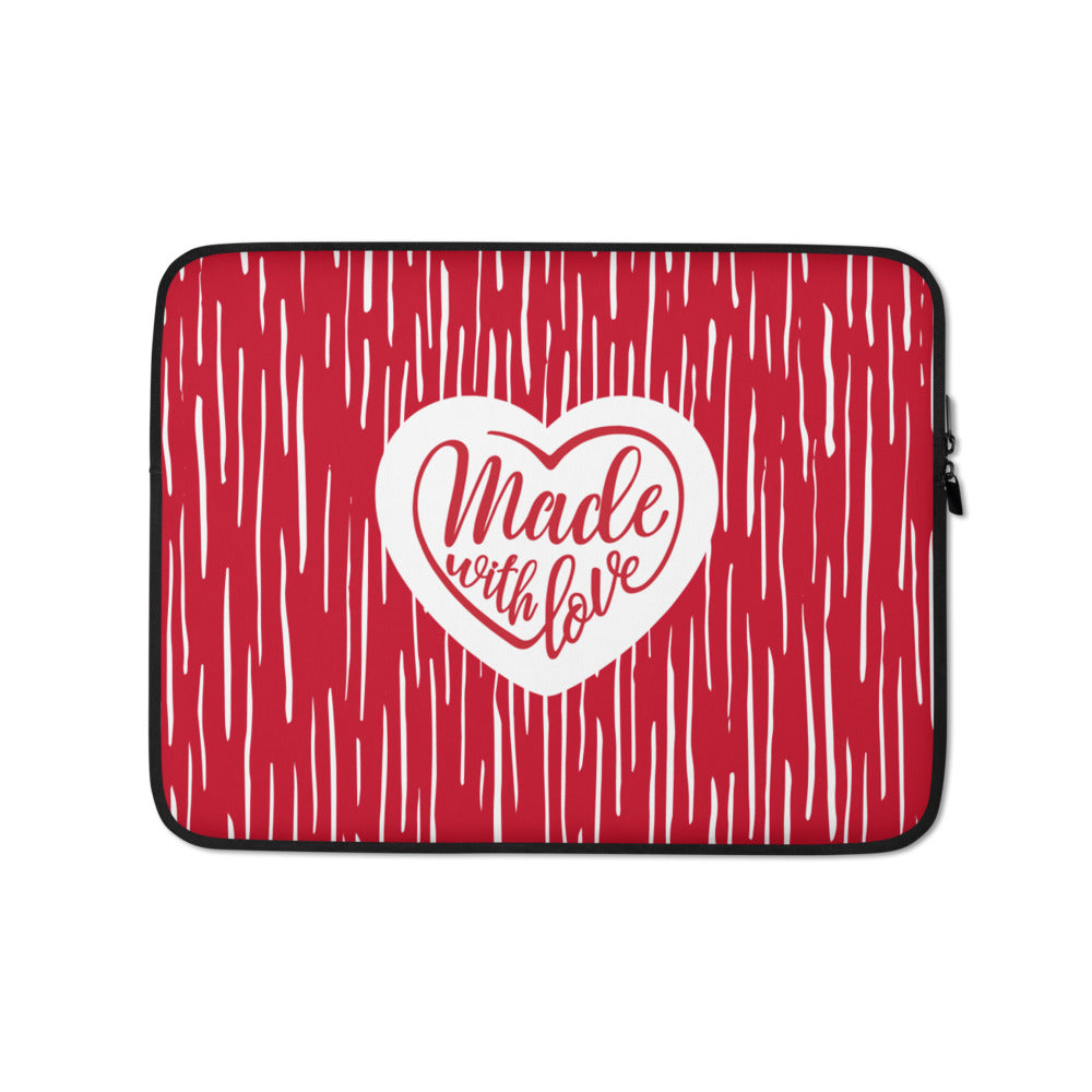 13 in Made With Love (Heart) Laptop Sleeve by Design Express