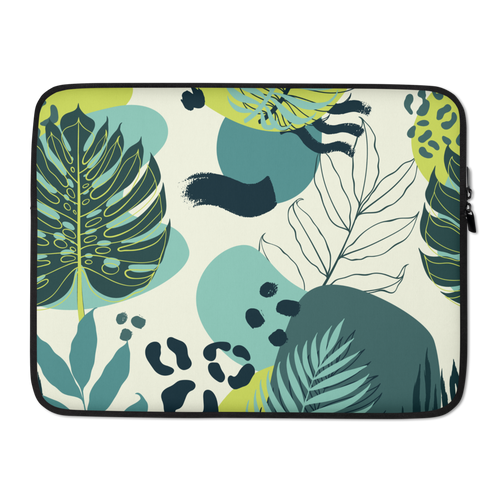 15″ Fresh Tropical Leaf Pattern Laptop Sleeve by Design Express