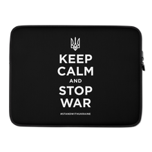 15″ Keep Calm and Stop War (Support Ukraine) White Print Laptop Sleeve by Design Express