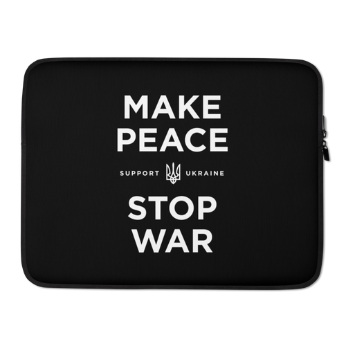 15″ Make Peace Stop War (Support Ukraine) Black Laptop Sleeve by Design Express