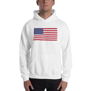 White / S United States Flag "Solo" Hooded Sweatshirt by Design Express