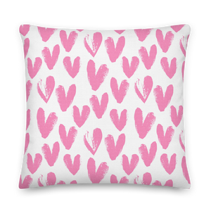 22×22 Pink Heart Pattern Premium Pillow by Design Express