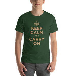Forest / S Keep Calm and Carry On (Gold) Short-Sleeve Unisex T-Shirt by Design Express