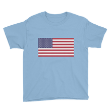 Light Blue / XS United States Flag "Solo" Youth Short Sleeve T-Shirt by Design Express