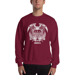 Maroon / S United States Of America Eagle Illustration Reverse Sweatshirt by Design Express