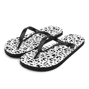 S Black & White Leopard Print Flip-Flops by Design Express