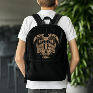 Default Title United States Of America Eagle Illustration Reverse Gold Backpack by Design Express