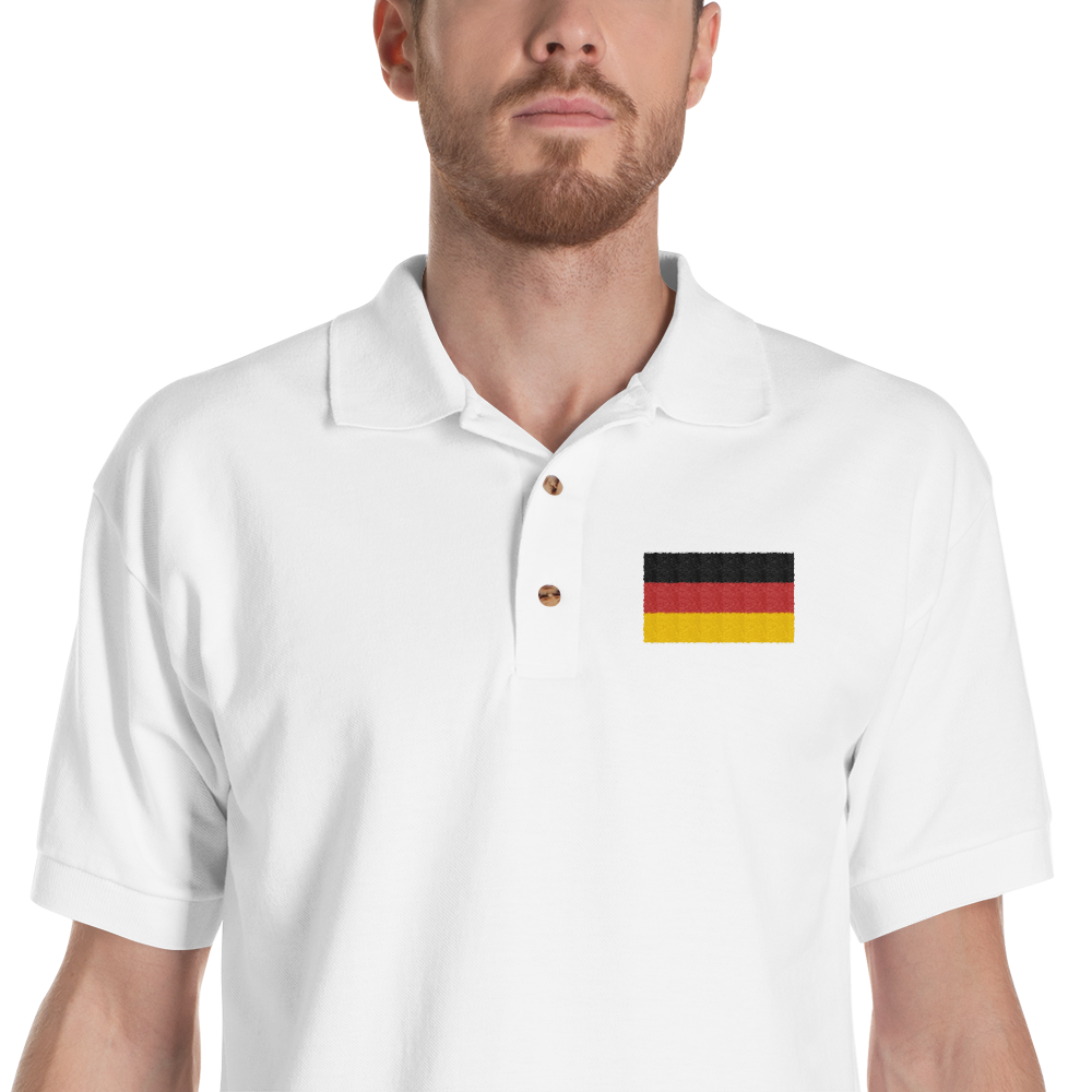 White / S Germany Flag Embroidered Polo Shirt by Design Express
