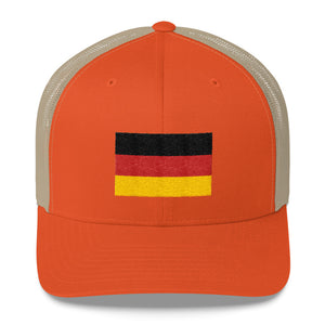 Rustic Orange/ Khaki Germany Flag Embroidered Trucker Cap by Design Express