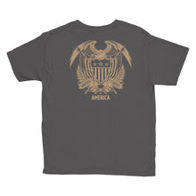 United States Of America Eagle Illustration Reverse Gold Backside Youth Short Sleeve T-Shirt by Design Express