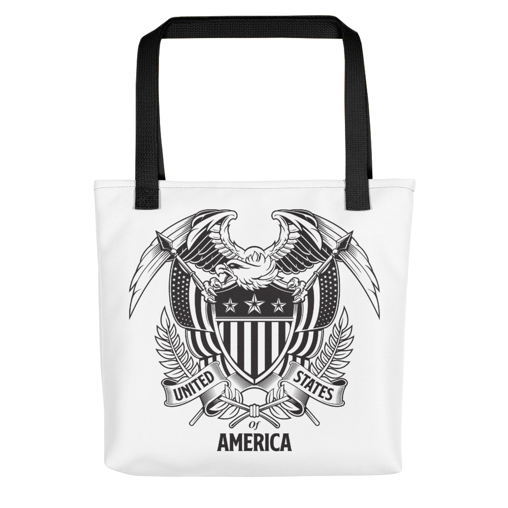 Black United States Of America Eagle Illustration Tote bag Totes by Design Express