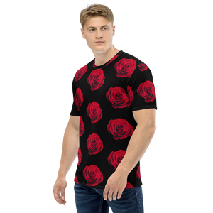 Charming Red Rose Large Pattern Men's T-shirt by Design Express