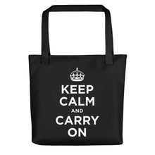 Black Keep Calm and Carry On (Black White) Tote bag Totes by Design Express