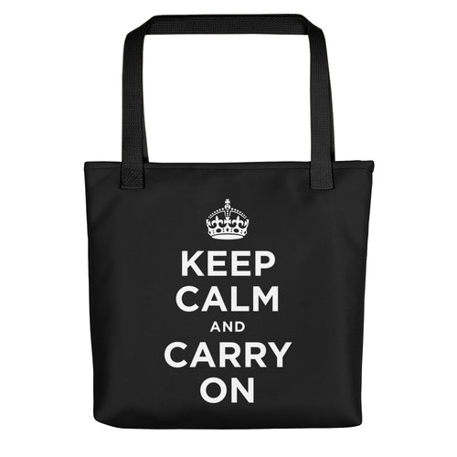 Black Keep Calm and Carry On (Black White) Tote bag Totes by Design Express