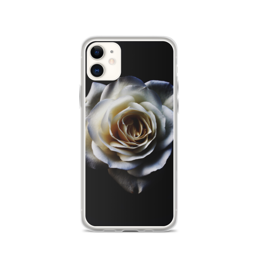 iPhone 11 White Rose on Black iPhone Case by Design Express