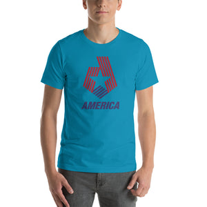 Aqua / S America "Star & Stripes" Short-Sleeve Unisex T-Shirt by Design Express