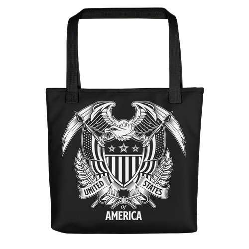 Black United States Of America Eagle Illustration Reverse Tote bag Totes by Design Express