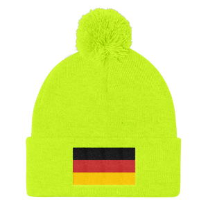 Neon Yellow Germany Flag Pom Pom Knit Cap by Design Express