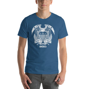 Steel Blue / S United States Of America Eagle Illustration Reverse Short-Sleeve Unisex T-Shirt by Design Express