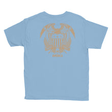 United States Of America Eagle Illustration Reverse Gold Backside Youth Short Sleeve T-Shirt by Design Express