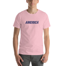 Pink / S America "Star & Stripes" Back Short-Sleeve Unisex T-Shirt by Design Express