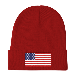 Red United States Flag "Solo" Knit Beanie by Design Express