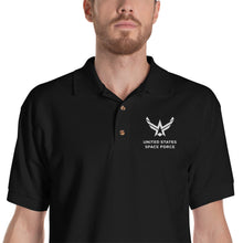 Black / S United States Space Force "Reverse" Embroidered Polo Shirt by Design Express