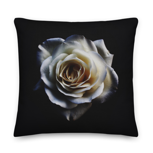 22×22 White Rose on Black Premium Pillow by Design Express