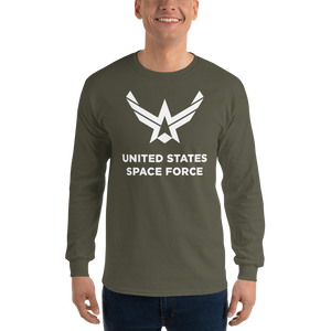 Military Green / S United States Space Force "Reverse" Long Sleeve T-Shirt by Design Express