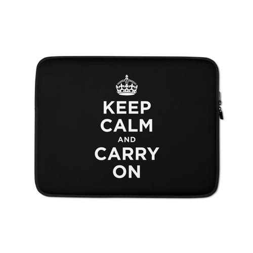 13 in Black Keep Calm and Carry On Laptop Sleeve by Design Express