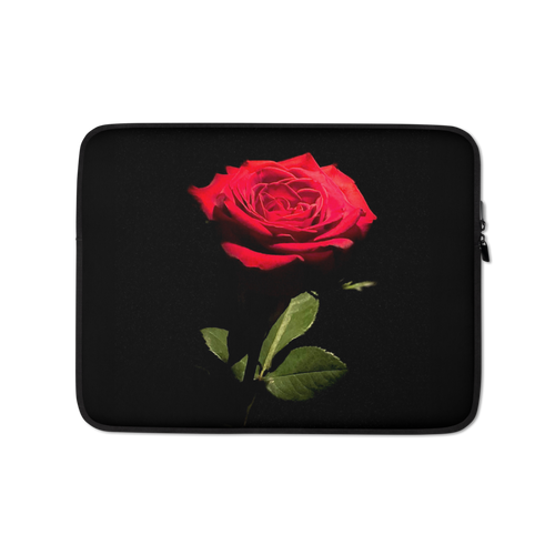 13 in Red Rose on Black Laptop Sleeve by Design Express