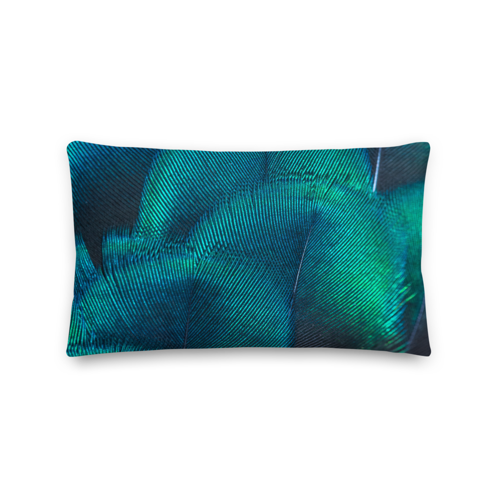 Default Title Green Blue Peacock Rectangle Premium Pillow by Design Express