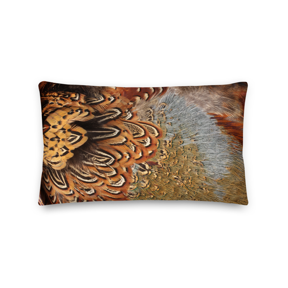 Default Title Brown Pheasant Feathers Rectangle Premium Pillow by Design Express