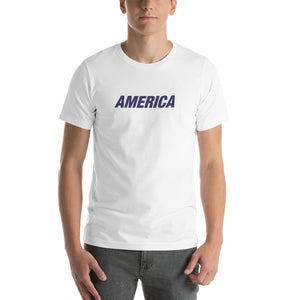 White / S America "Star & Stripes" Back Short-Sleeve Unisex T-Shirt by Design Express