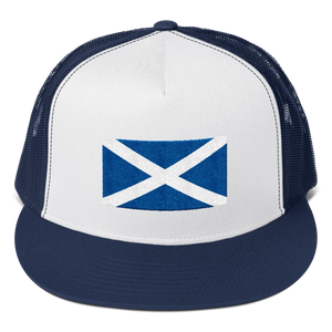 Navy/ White/ Navy Scotland Flag "Solo" Trucker Cap by Design Express