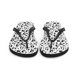 Black & White Leopard Print Flip-Flops by Design Express