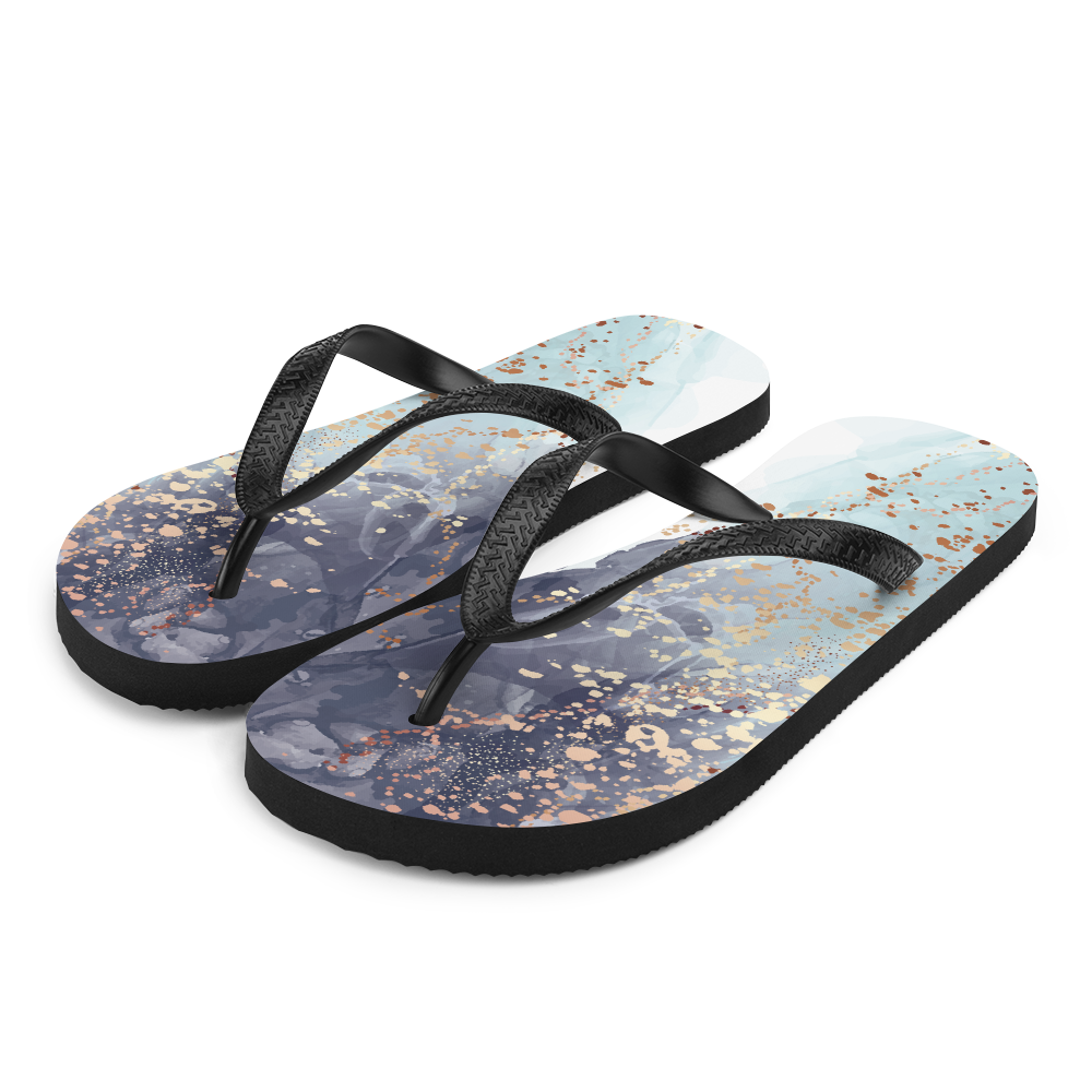 S Soft Blue Gold Flip-Flops by Design Express