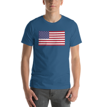 Steel Blue / S United States Flag "Solo" Short-Sleeve Unisex T-Shirt by Design Express