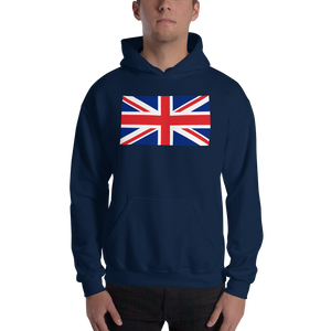 Navy / S United Kingdom Flag "Solo" Hooded Sweatshirt by Design Express