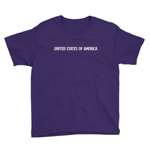 Purple / XS United States Of America Eagle Illustration Reverse Backside Youth Short Sleeve T-Shirt by Design Express