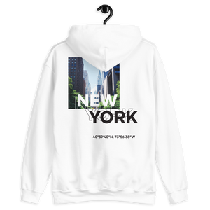 New York Coordinates Unisex White Hoodie by Design Express