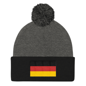 Dark Heather Grey/ Black Germany Flag Pom Pom Knit Cap by Design Express