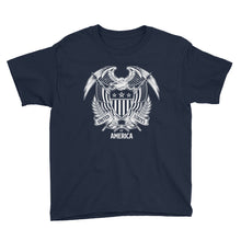 Navy / XS United States Of America Eagle Illustration Reverse Youth Short Sleeve T-Shirt by Design Express