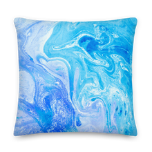 22×22 Blue Watercolor Marble Square Premium Pillow by Design Express