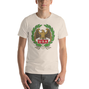 Soft Cream / S USA Eagle Illustration Short-Sleeve Unisex T-Shirt by Design Express