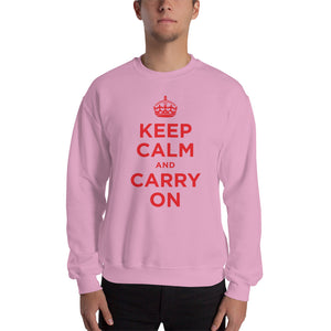 Light Pink / S Keep Calm and Carry On (Red) Unisex Sweatshirt by Design Express